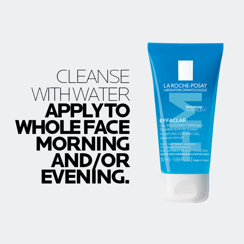 La Roche-Posay Effaclar Purifying Anti-Acne Gel Face wash, Gentle Cleanser for Oily, Acne Prone skin, 50 ml ( Pack of 2 )