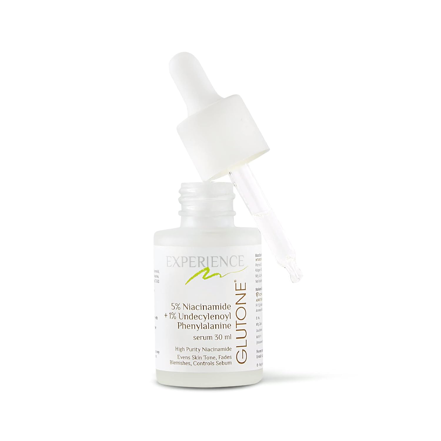 Glutone 5% Niacinamide Serum With 1% Undecylenoyl Phenylalanine For Oil-Free, Spotless & Glowing Complexion | Controls Sebum, Fades Acne Marks & Tightens Enlarged Pores | 30 ml