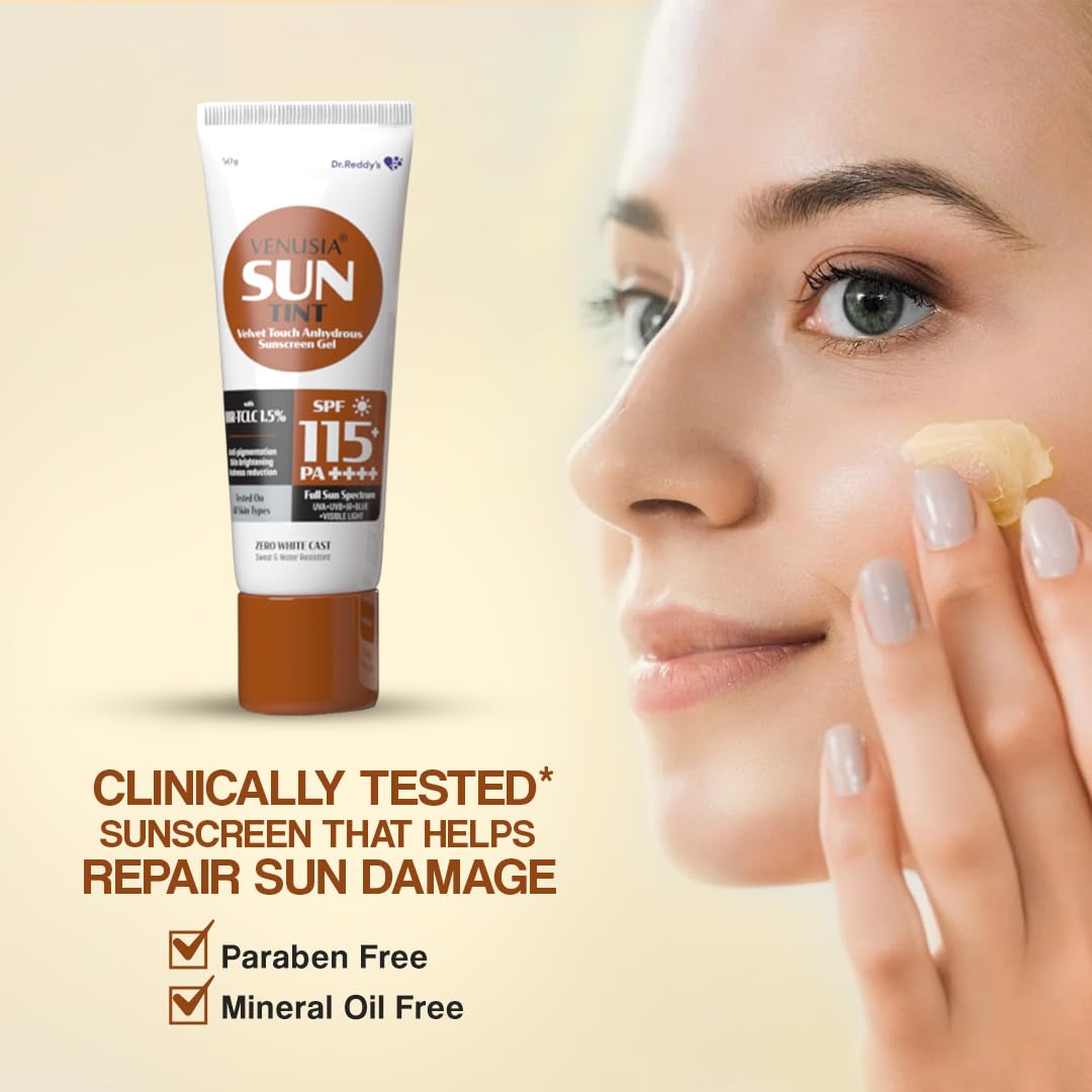 Venusia Sun Tint SPF 115 | First Sunscreen with the Highest SPF|Matte-finish|Full Spectrum 12-Hour Protection|Reduces Pigmentation|Zero White Cast|Hypoallergenic and Paraben-free|50g