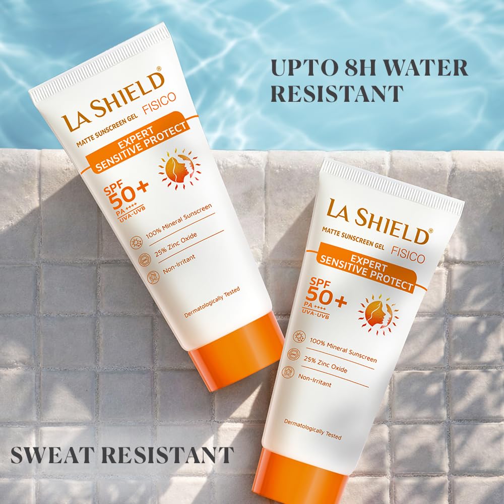 La Shield Fisico SPF 50+ & PA+++ Mineral Based Sunscreen Gel | Lightweight | Transparent | Water Resistant, 50 Grams