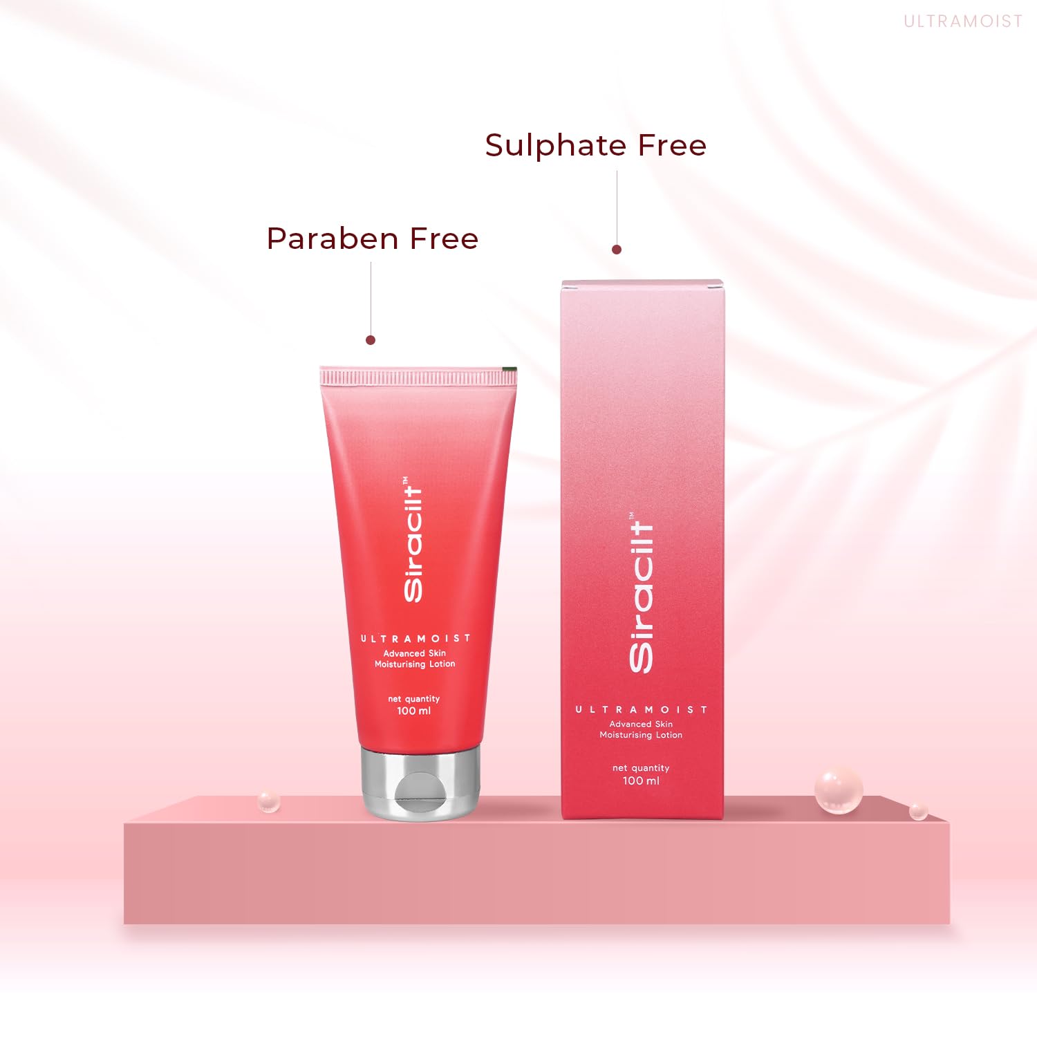 SIRACILT-ULTRAMOIST Lotion Advanced Skin Moisturiser with PEA and Niacinamide (Vitamin B3), Reduces redness, Scaling & Itching, Non-Greasy, Paraben & Sulphate Free, 100ml