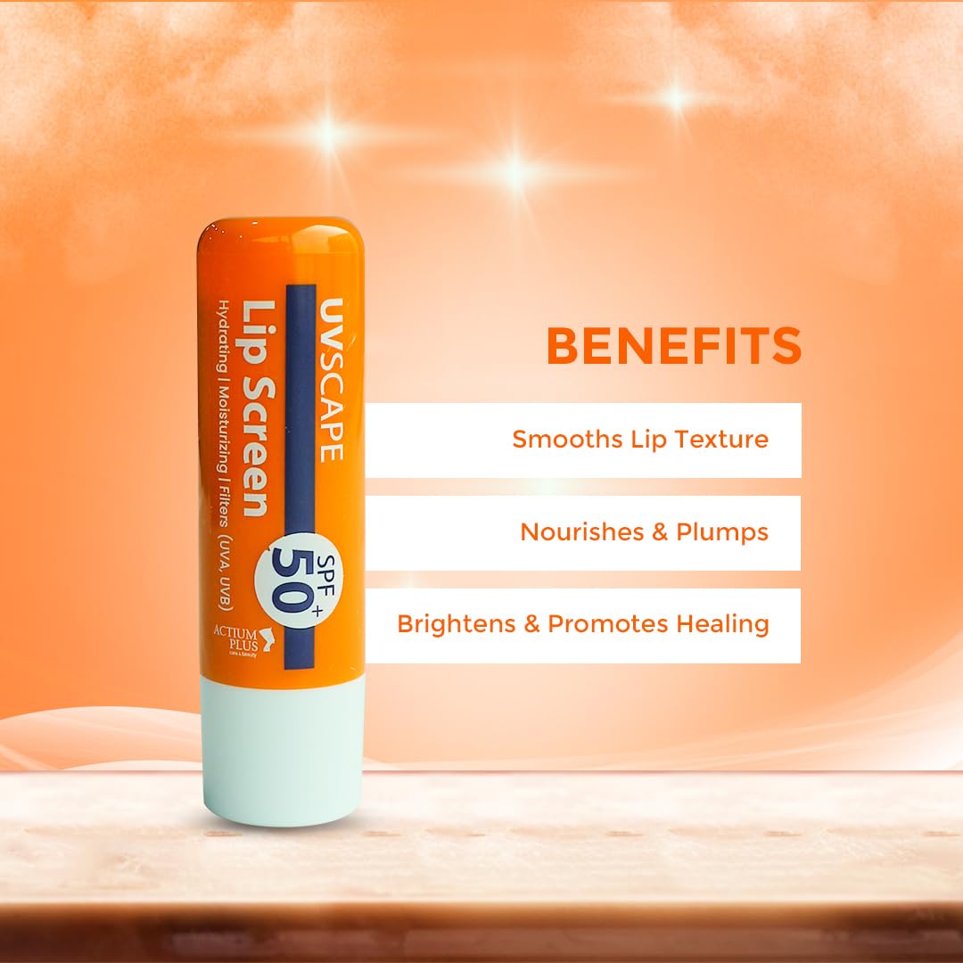 UVSCAPE Lip Screen SPF 50+ | Hydrate, Moisturize & Filter (UVA,UVB) - 4.9g ( Pack of 2 )