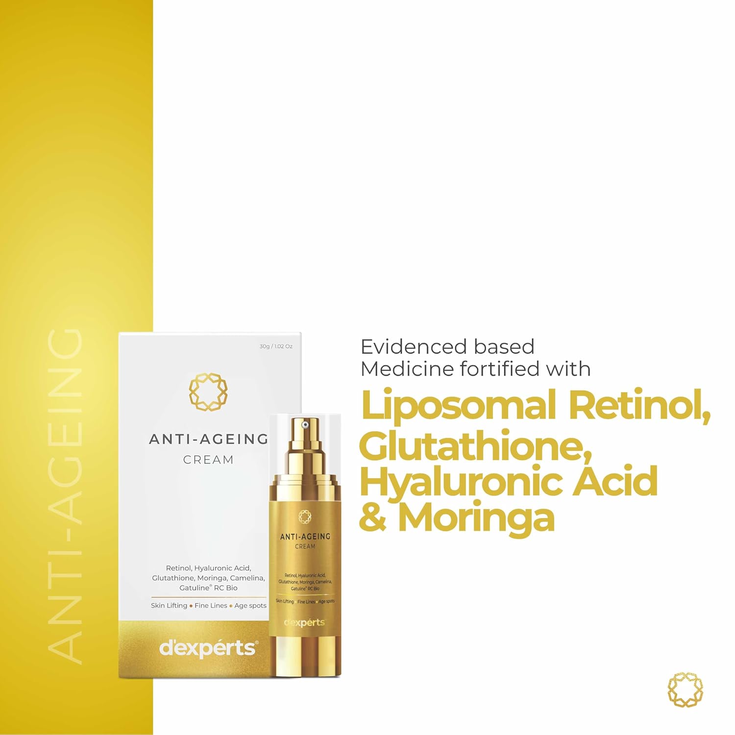 d'experts Anti-Aging Cream with Retinol, Hyaluronic Acid, Moringa | Reduce Wrinkles, Fine Lines & Age Spots & Skin Lifting | For All Skin Types 30gm