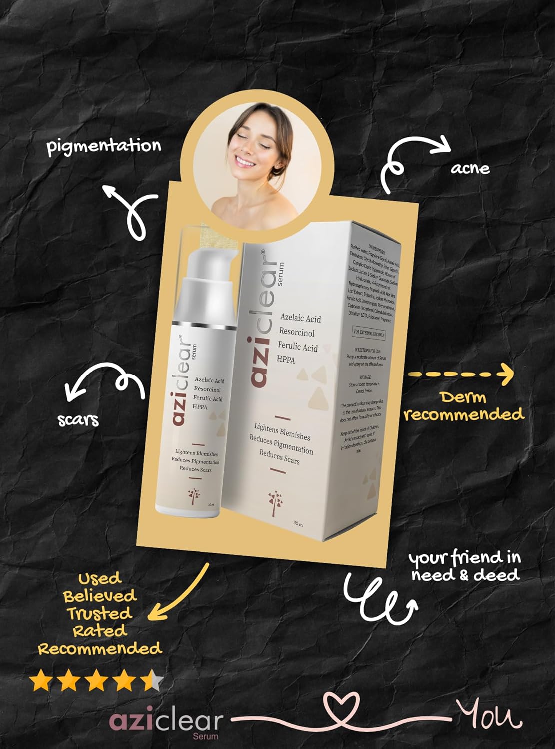 Aziclear Serum – Lightens Blemishes, Reduces Pigmentation and Scars | 30ml