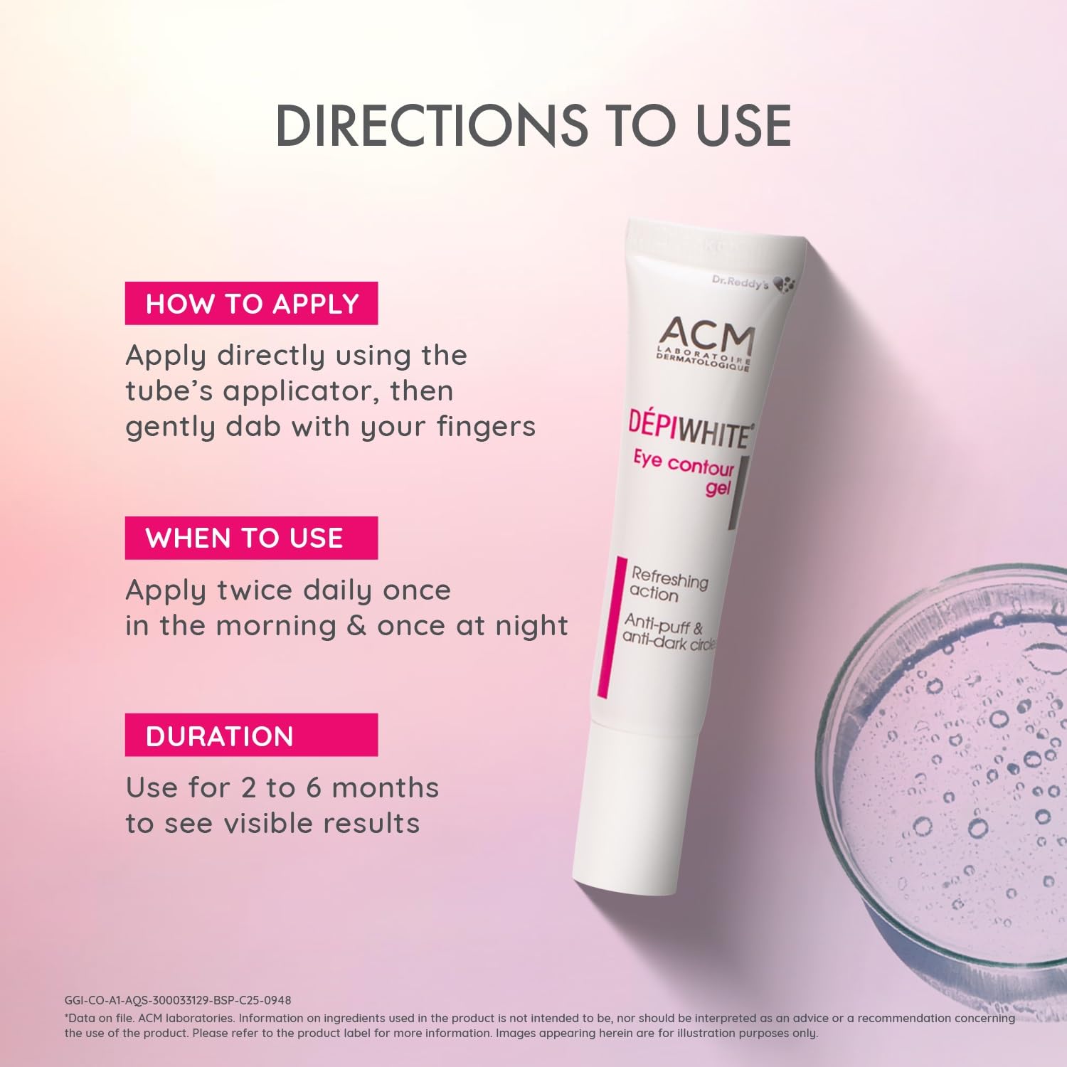 Depiwhite Eye Gel | Reduces Dark Circles and Puffy Under Eyes | Contains Natural Ingredients | Dermatologist Recommended | For Women and Men | Suitable for All Skin Types | 15ml