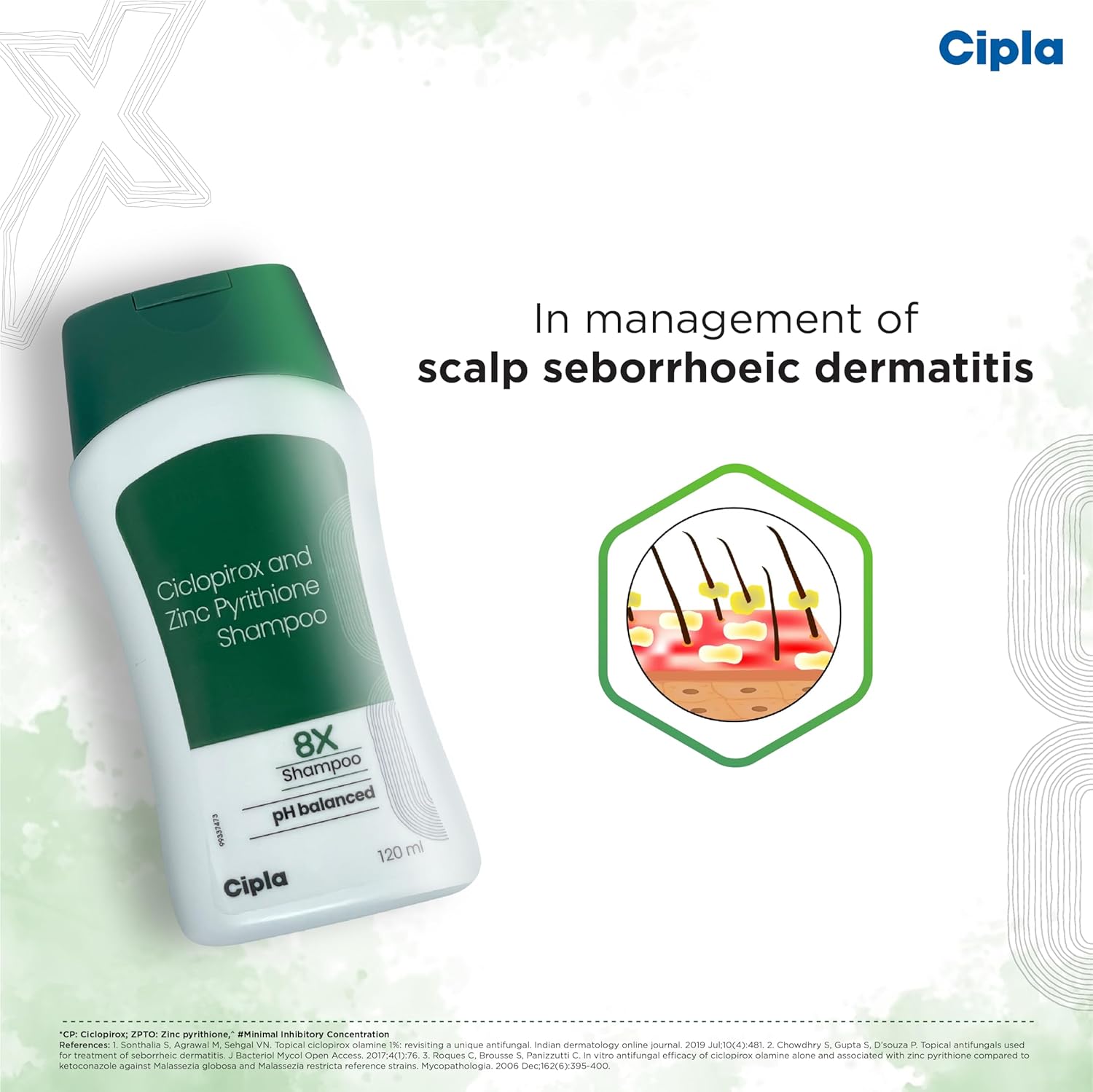 8X Shampoo with Ciclopirox and Zinc Pyrithione, 120g
