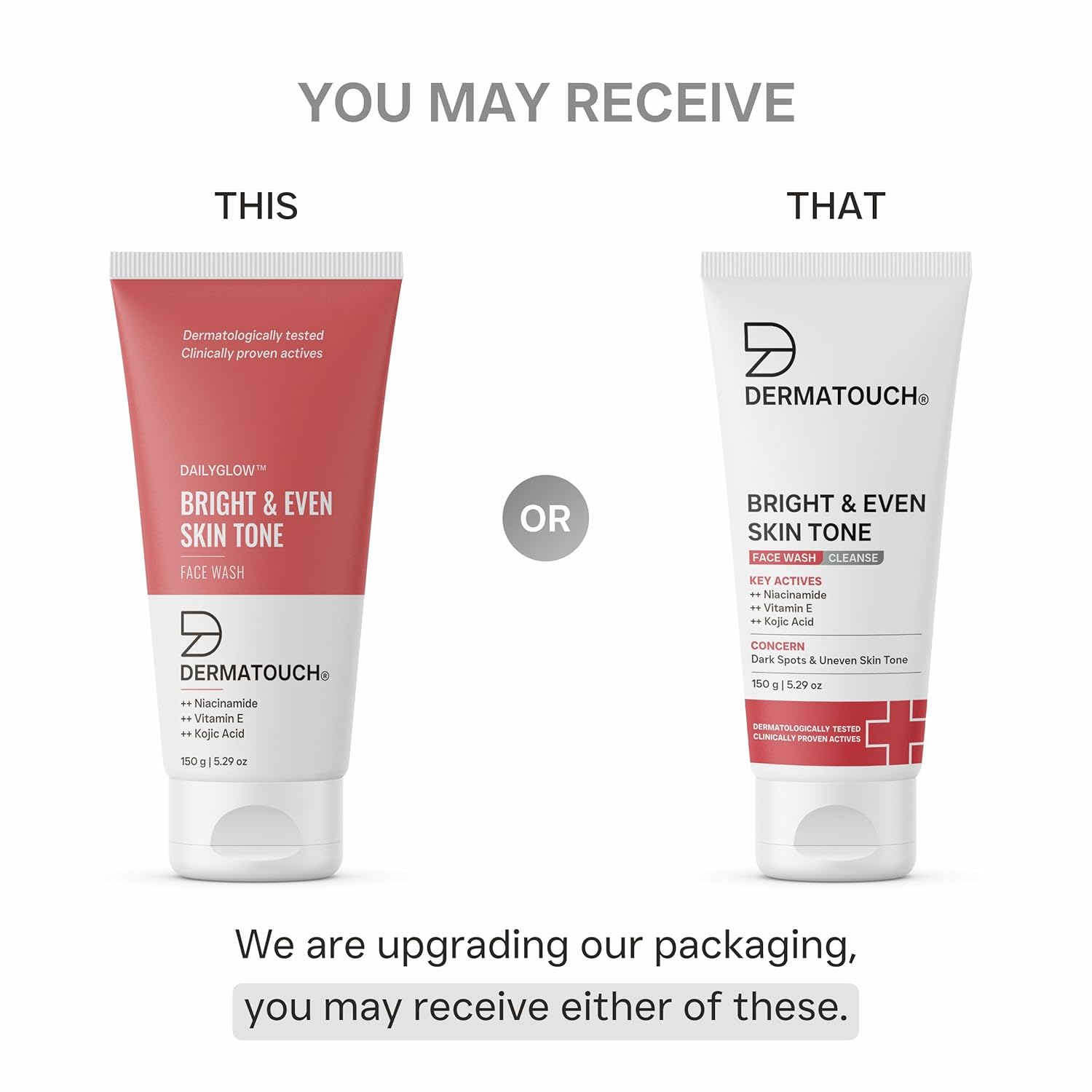 DERMATOUCH Bright & Even Tone Face Wash with Niacinamide, Vitamin E and Kojic Acid | Daily Gentle Face Cleanser For Tan, Pigmentation, Uneven Tone