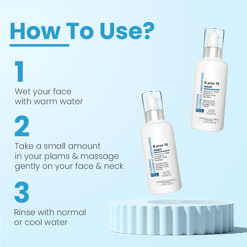 FCL B Prox 10 Wash Face Wash, 100 ml | Deep Cleanser for Acne-Prone Skin