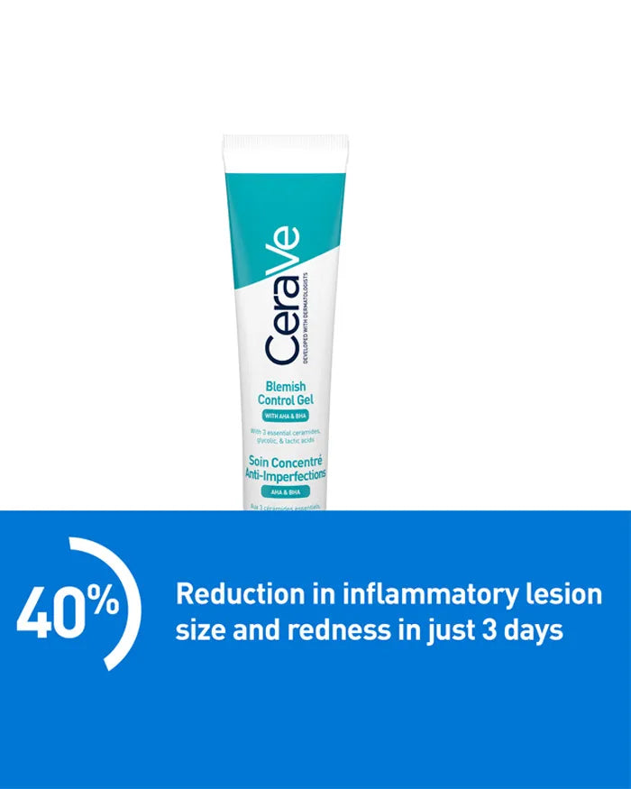 CeraVe Blemish Control Gel with 2% Salicylic Acid and Niacinamide, Treats Blemish-Prone Skin By Reducing Acne and Blackheads. Acne Spot Treatment Gel Minimises Pores & Prevents Breakouts, 40ml