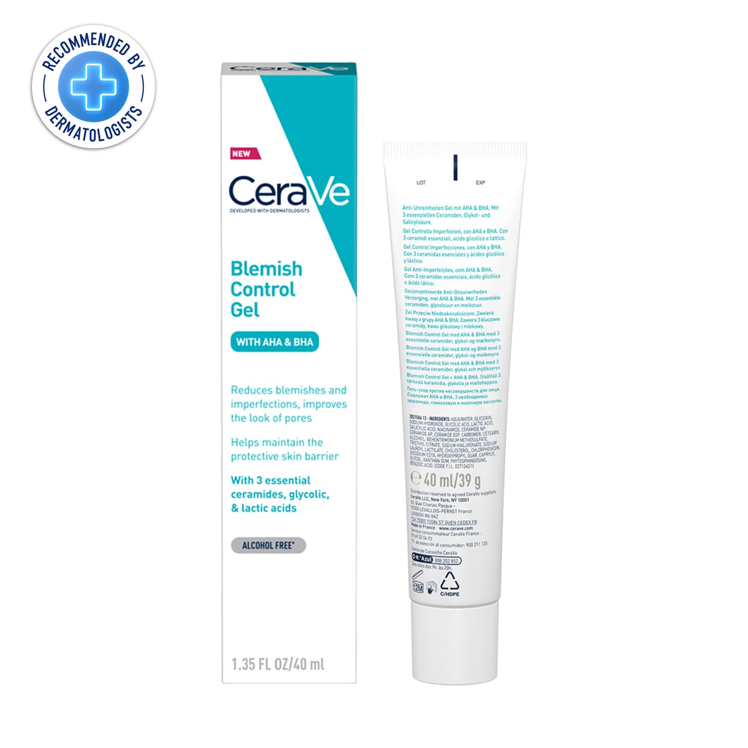 CeraVe Blemish Control Gel with 2% Salicylic Acid and Niacinamide, Treats Blemish-Prone Skin By Reducing Acne and Blackheads. Acne Spot Treatment Gel Minimises Pores & Prevents Breakouts, 40ml