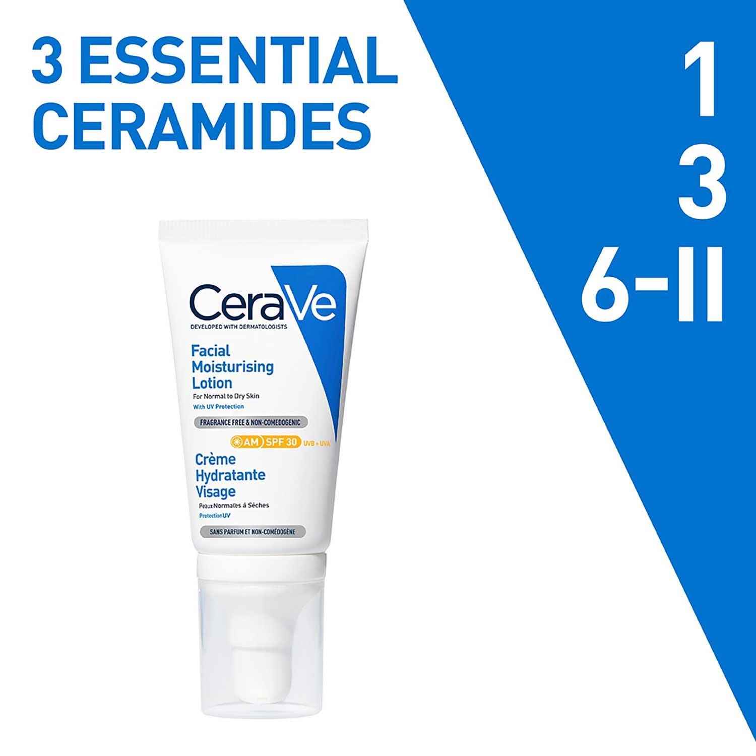 CeraVe AM Facial Moisturizing Lotion For Normal to Dry Skin (52ml) - Broad Spectrum SPF 30  Sunscreen | Non-Comedogenic, Paraben-Free And Fragrance-Free Lotion
