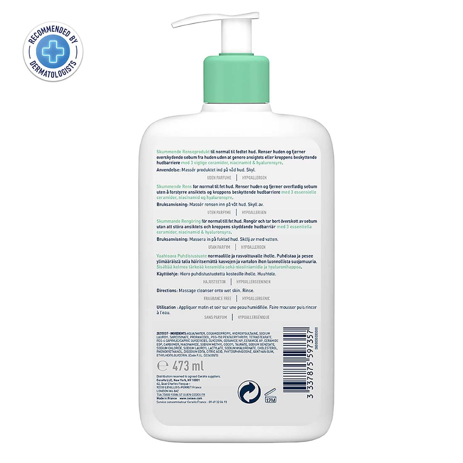 CeraVe Foaming Cleanser For Normal To Oily Skin - Dermatologist-Developed Facewash | Non-Comedogenic And Fragrance-Free Cleansers For Acne-Prone Skin