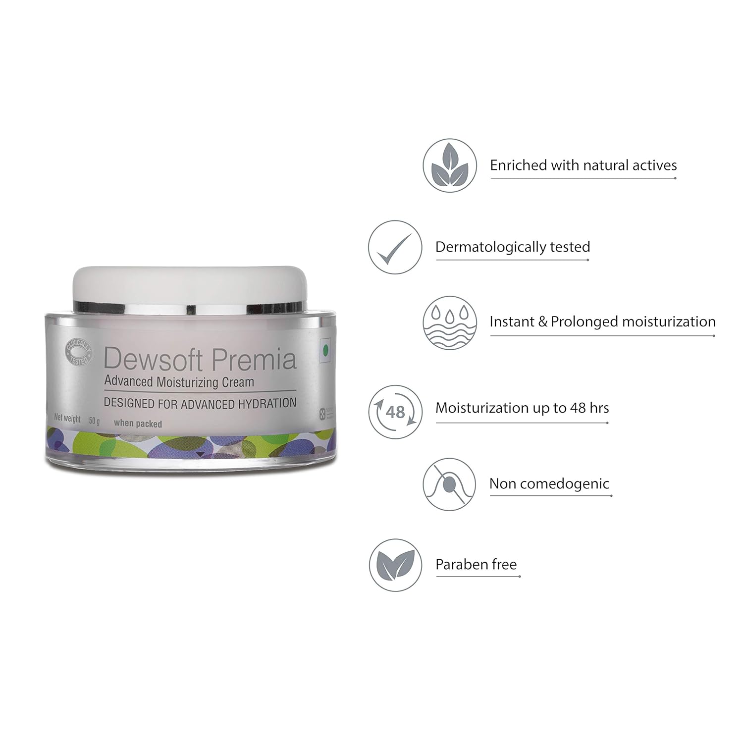 Dewsoft Premia, Advanced Moisturizing Cream. Delivers Anti-aging Benefits, 50g