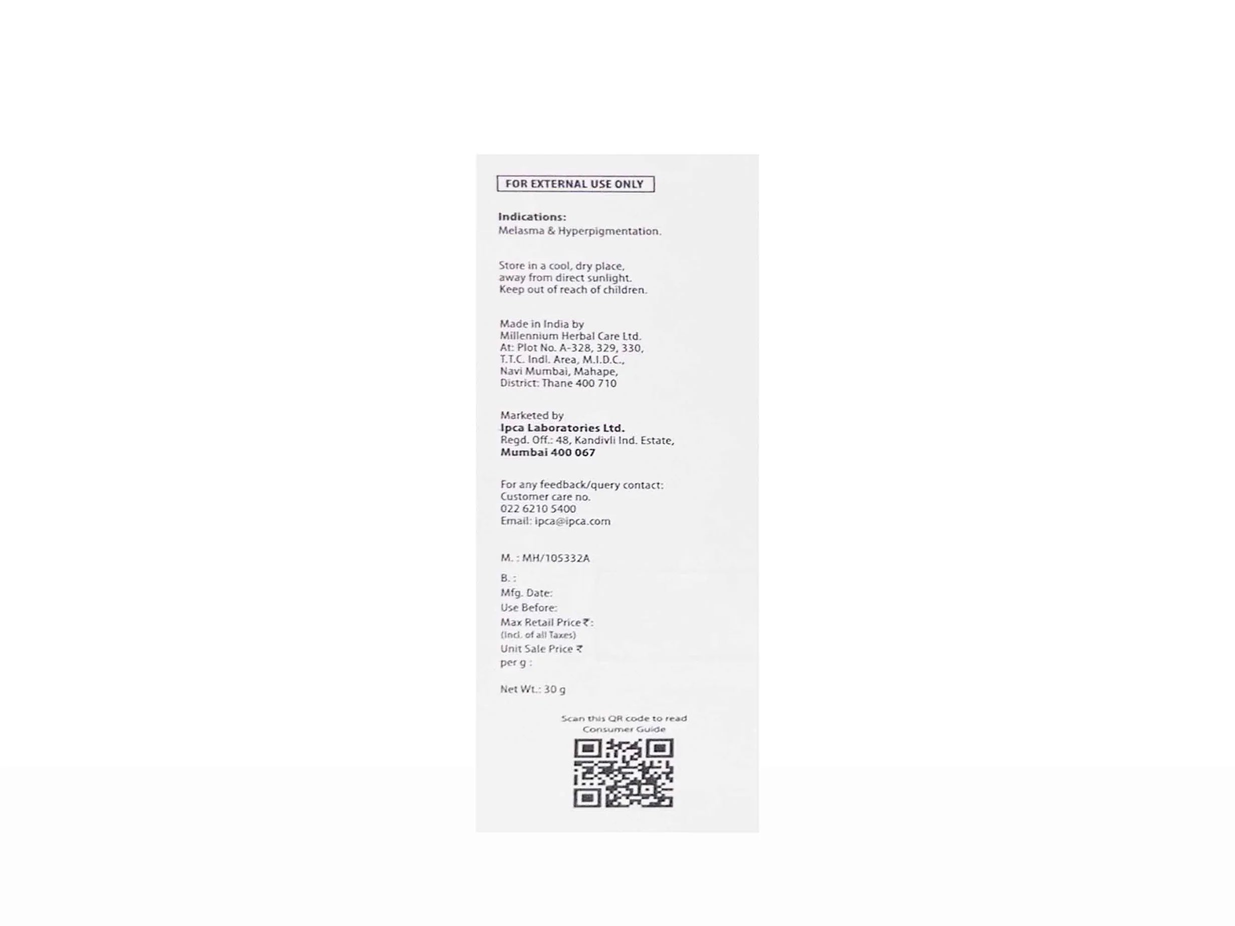 IPCA CutiYt G6 Cream Depigmenting Formula Targets Pigmentation Brightens Skin Evens Skin Tone - Skiynse Dermatologique