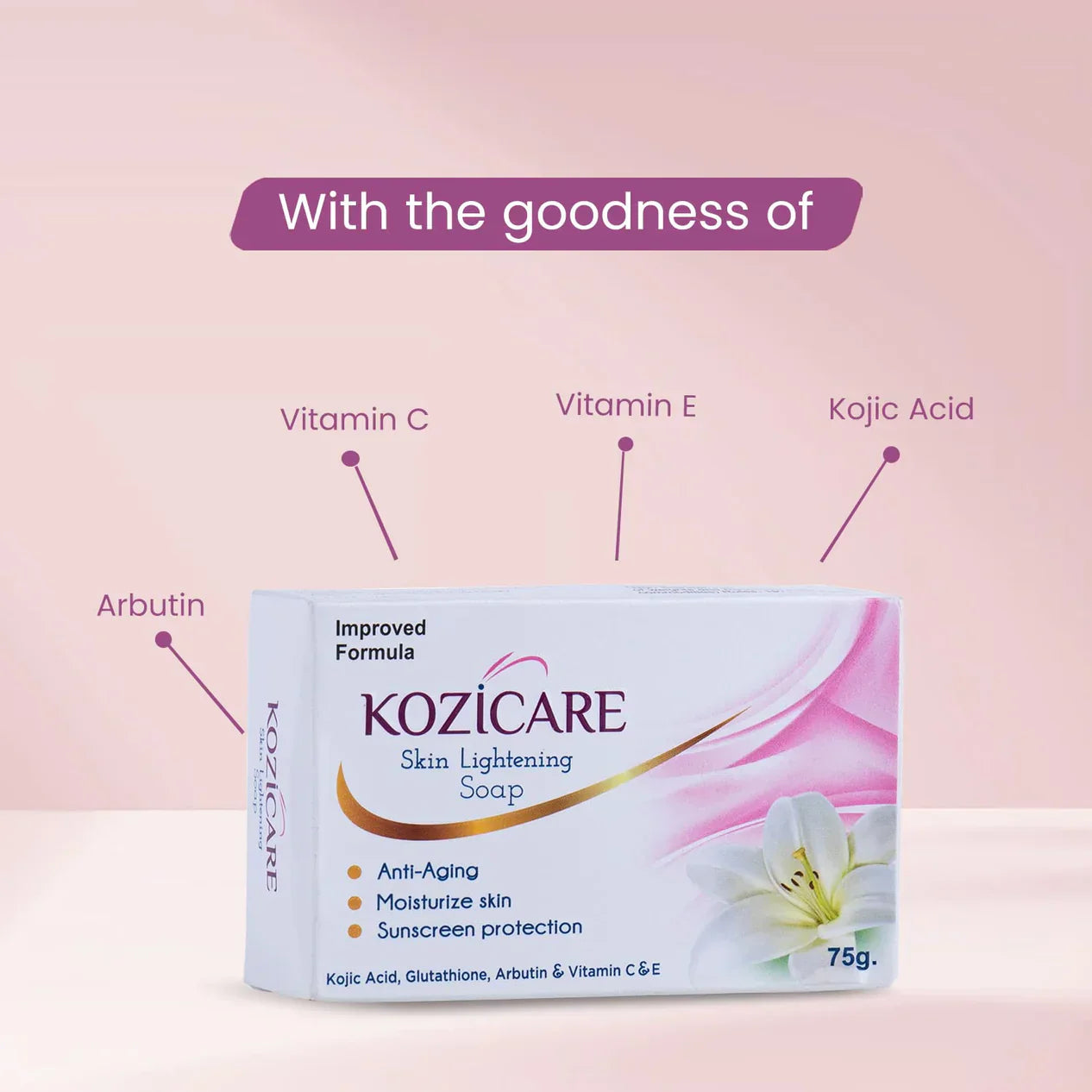 Kozicare Kojic Acid Soap Bar | Glutathione Soap | Soaps For Bath | Bath Soap Combo Offers | Anti Aging Properties & Glow | Bath Soap for Men & Women | Moisturize Skin & Excess Oil Control - Pack of 3
