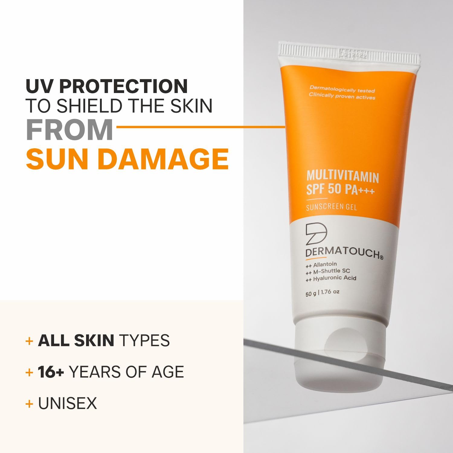 DERMATOUCH Multivitamin SPF 50 Pa+++ Sunscreen Gel For All Skin Types | Uva-Uvb Protection |Zero White Cast | Unisex ( Pack of 2 )