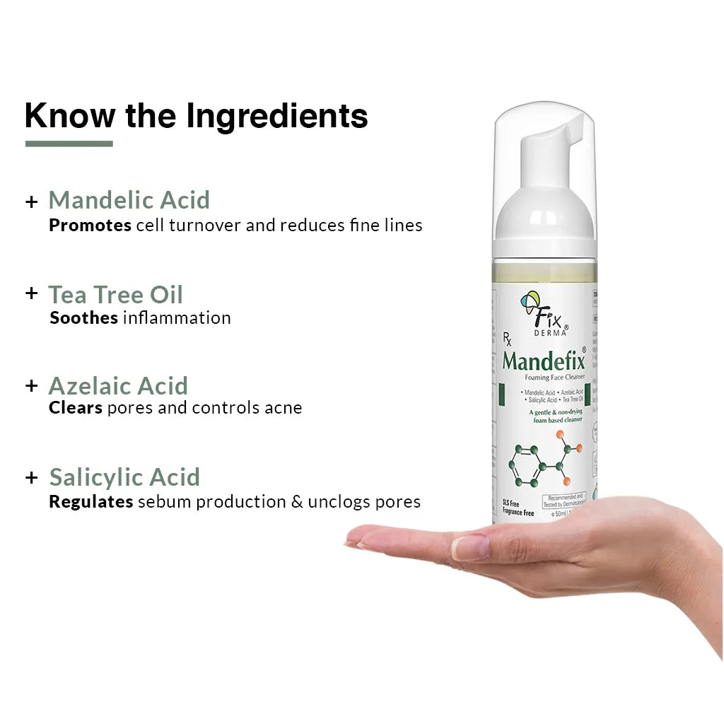 Mandefix Foaming Face Cleanser | A mild exfoliating cleanser for acne prone skin