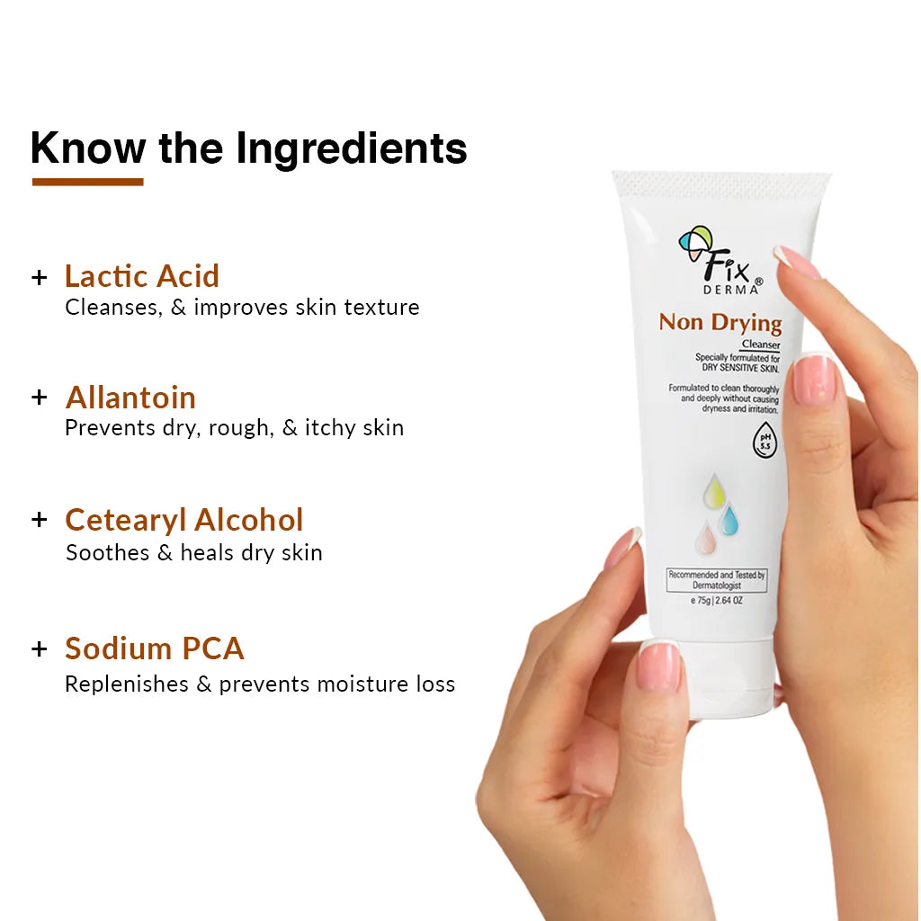 Fix Derma Non-Drying Cleanser - Face wash for Dry Skin | A pH-Balanced Solution for Gentle yet Effective Cleansing
