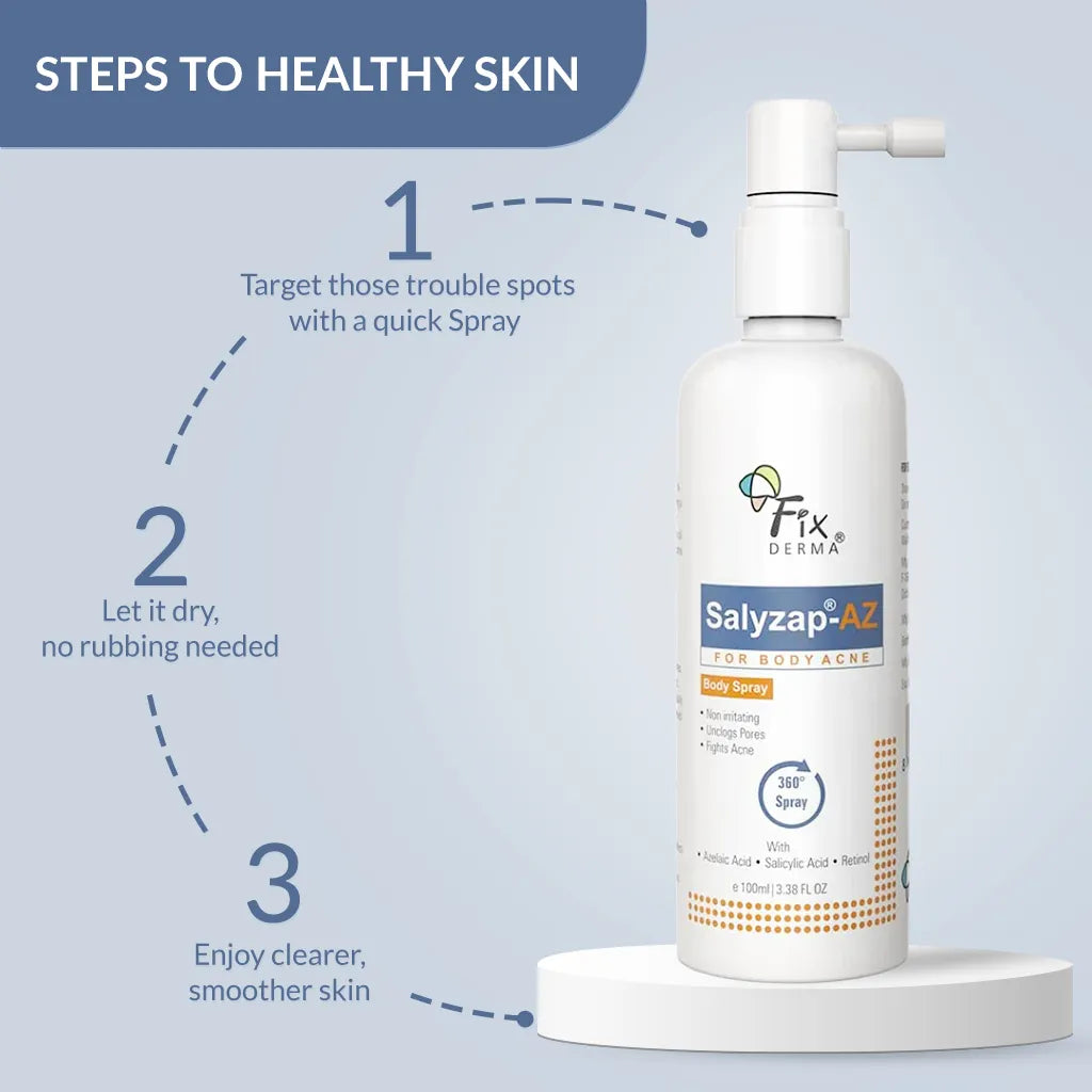 Salyzap-AZ Body Spray, 100 ml | An Innovative 360° Spray for Back & Body Acne