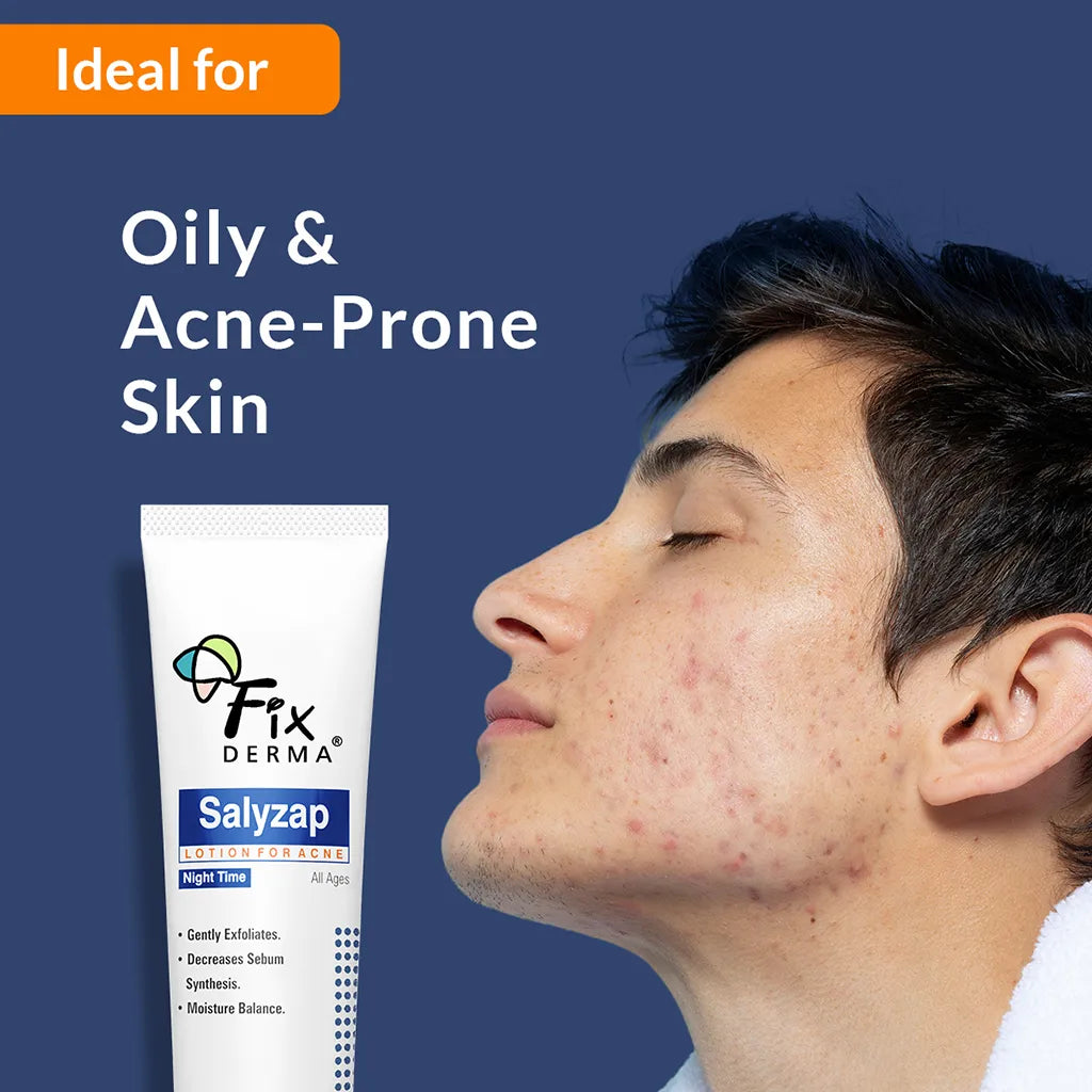 Salyzap Lotion Night time, with Salicylic Acid Helps in Moisture Balance, For acne scars, pimples, Unclogs pores, Exfoliator, Soothes redness, Suitable for Oily and Acne-Prone skin, 20ml
