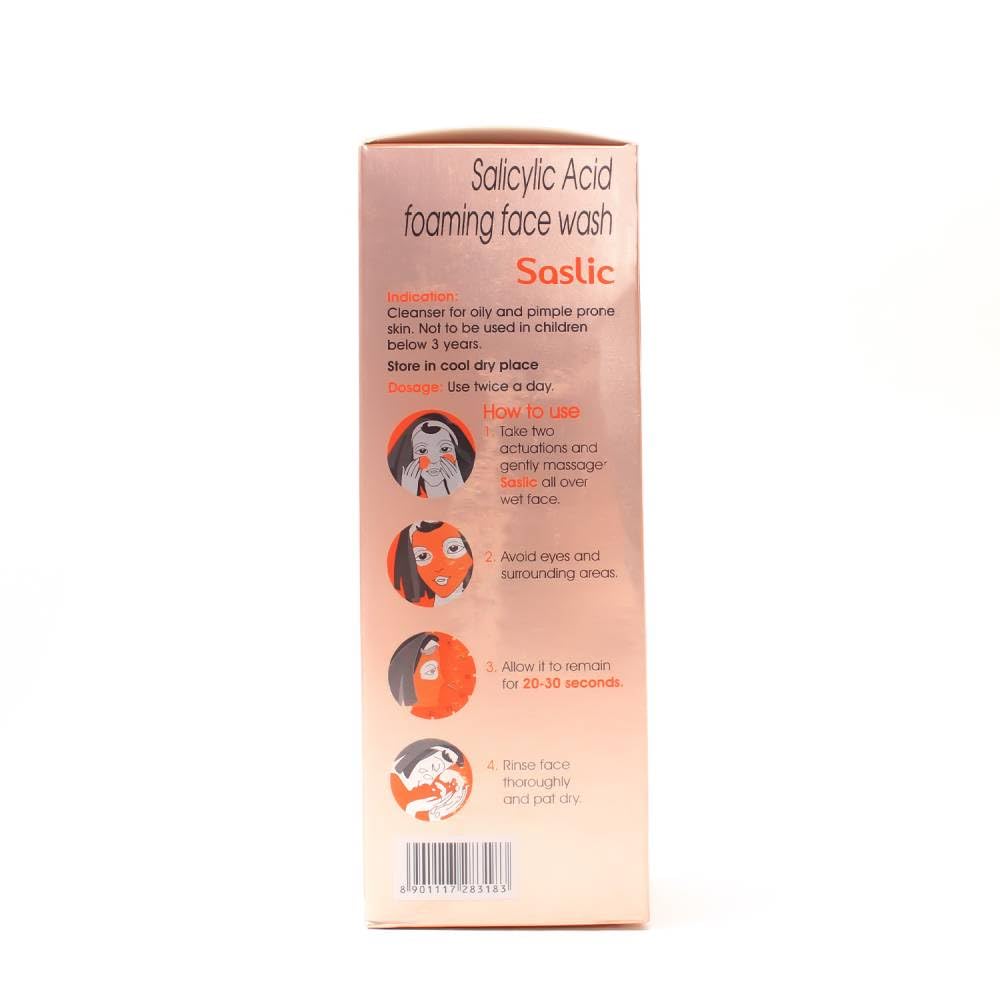 Saslic Foaming Face Wash | pH 5.5 | Salicylic acid | Acne Prone Skin | Oily skin | 60ml
