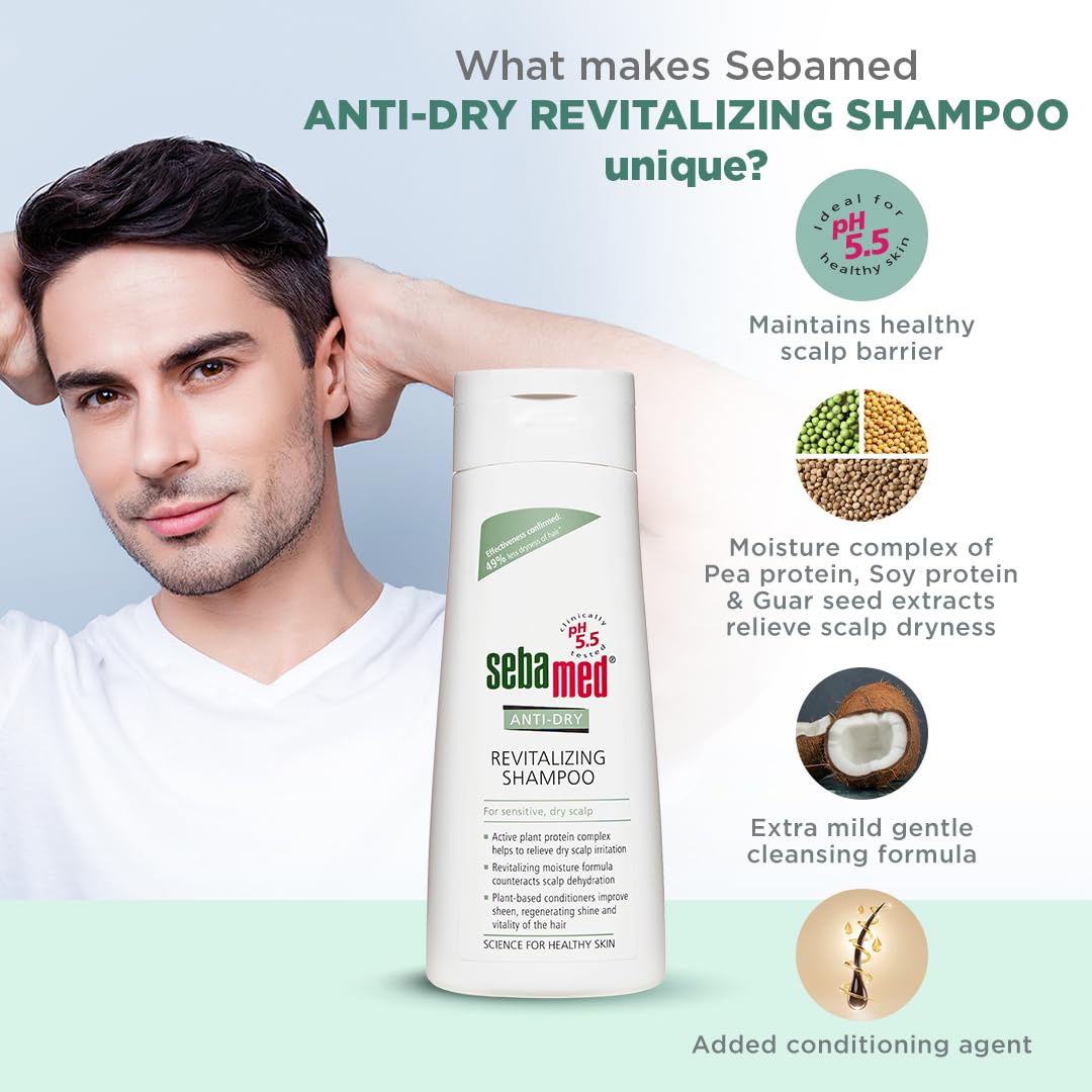 Sebamed Anti-Dry Revitalizing Shampoo | pH 5.5 I Confirmed 49% less dryness in 3 weeks | Dermatologically & clinically tested | 200ml
