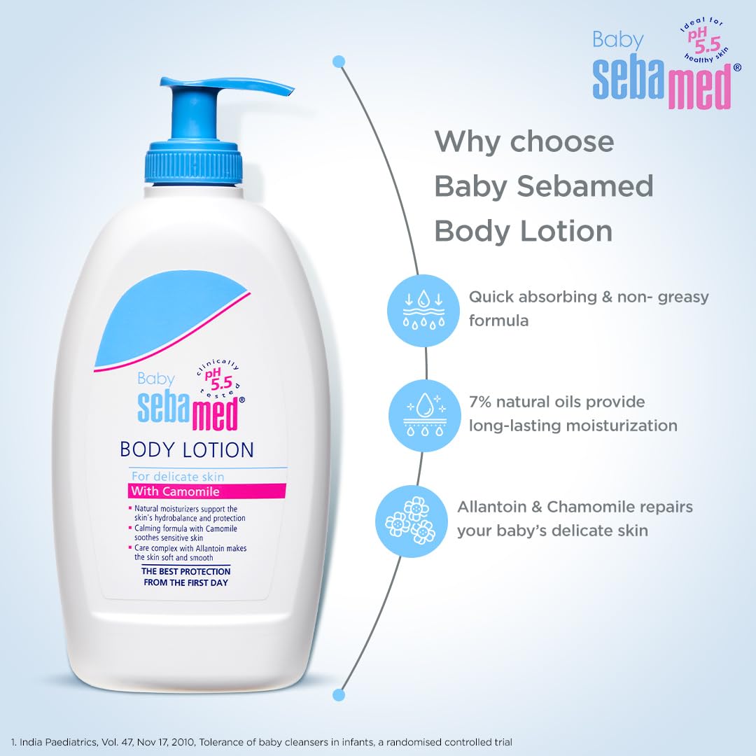 Sebamed Baby Body Lotion |Ph 5.5|Camomile & Allantoin| Dermatalogically tested| Sensitive skin