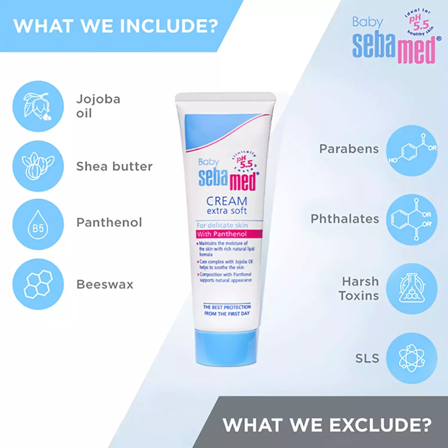 Sebamed Baby Cream Extra Soft |Ph 5.5| Panthenol and Jojoba Oil|Clinically tested| ECARF Approved