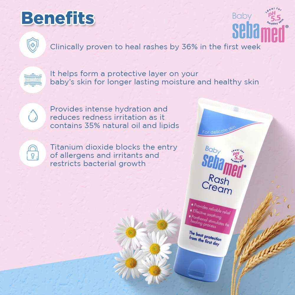 Sebamed Baby Rash Cream|pH 5.5|Ideal for Diaper Rashes| Faster rash healing |100 ml
