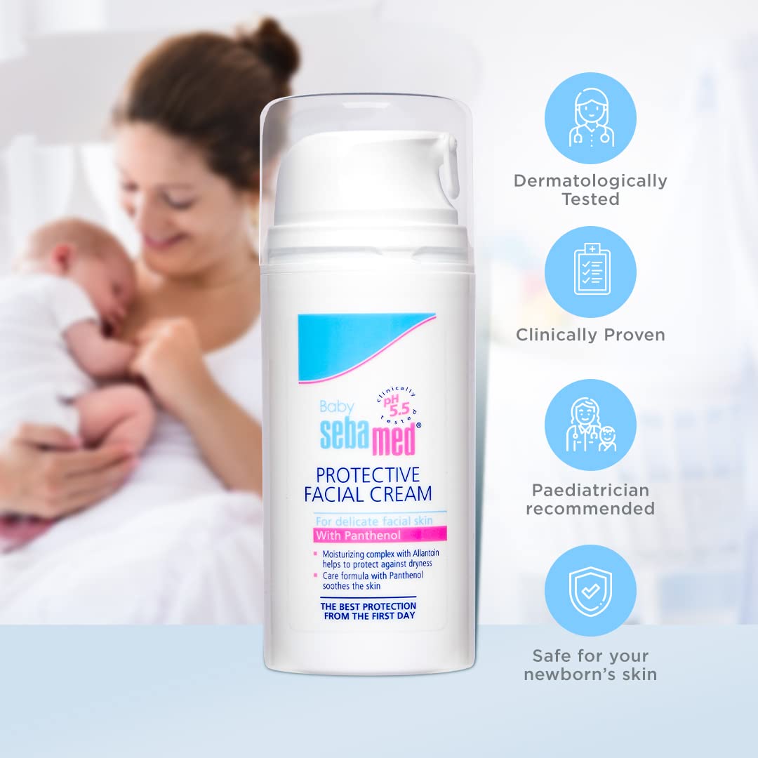 Sebamed Protective Facial Cream|pH 5.5|Baby Face Cream|Vitamin E for Soft Skin|Ideal for salivary rashes